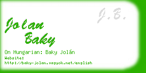 jolan baky business card